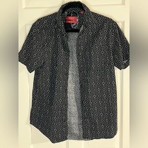 Men's Black and White Casual Button Down Shirt